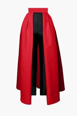Silk and Wool Cigarette Pants with Silk Faille Convertible Skirt