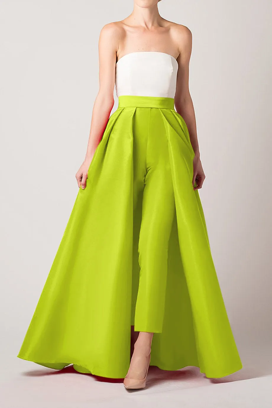 Silk Faille Cigarette Pants with Convertible Skirt