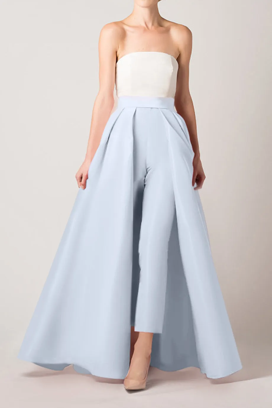 Silk Faille Cigarette Pants with Convertible Skirt