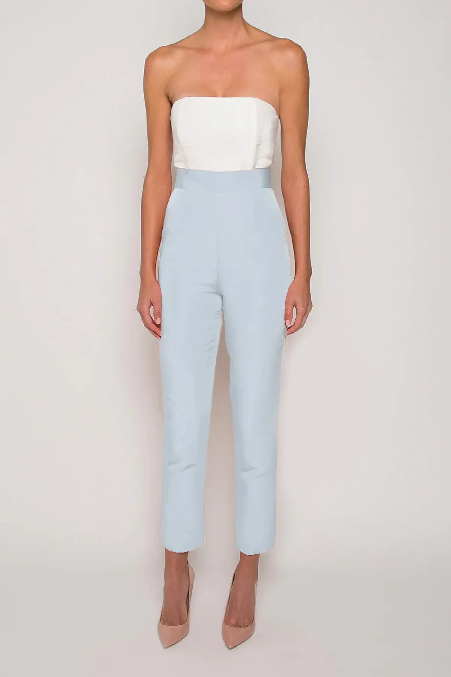 Silk Faille Cigarette Pants with Convertible Skirt