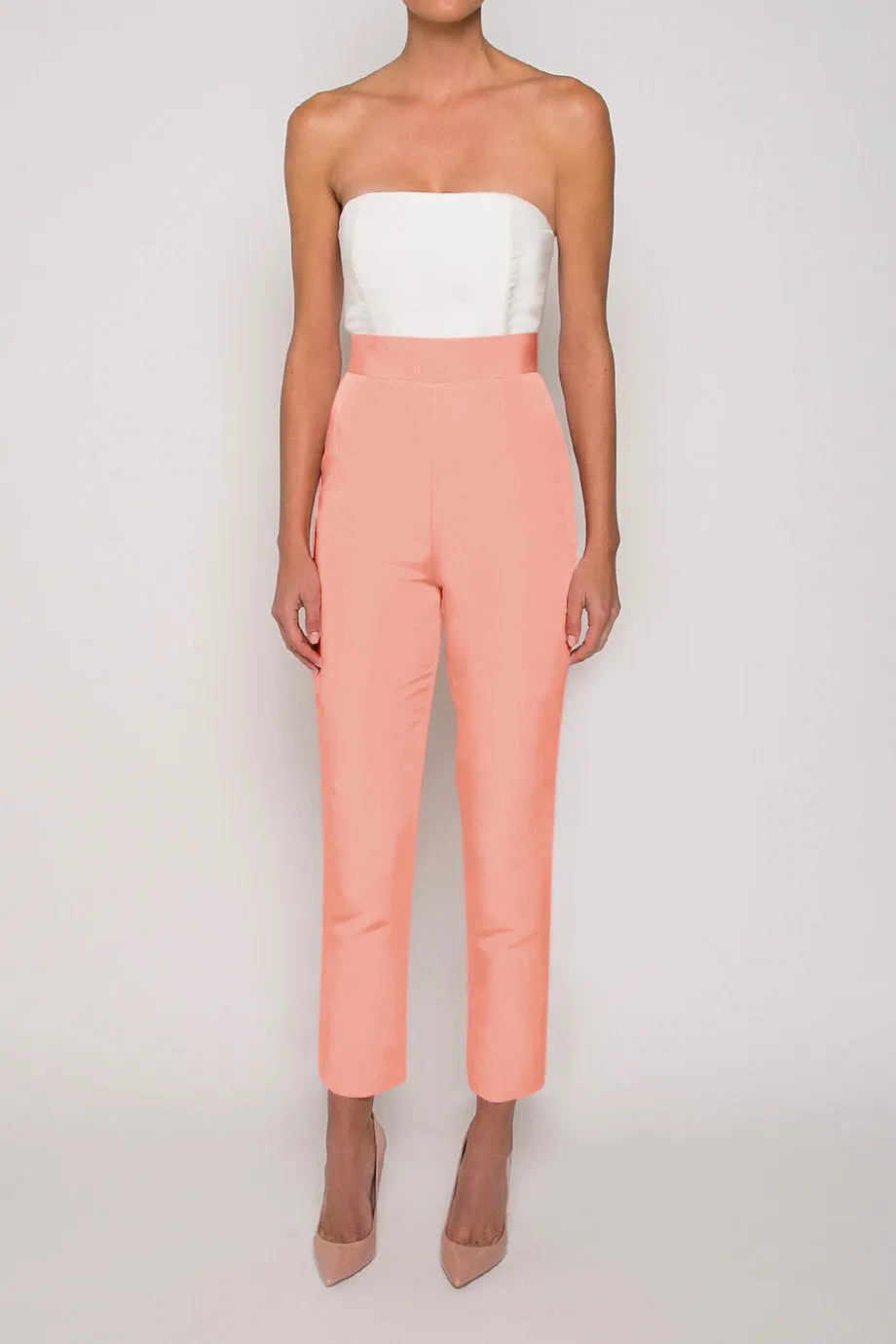 Silk Faille Cigarette Pants with Convertible Skirt
