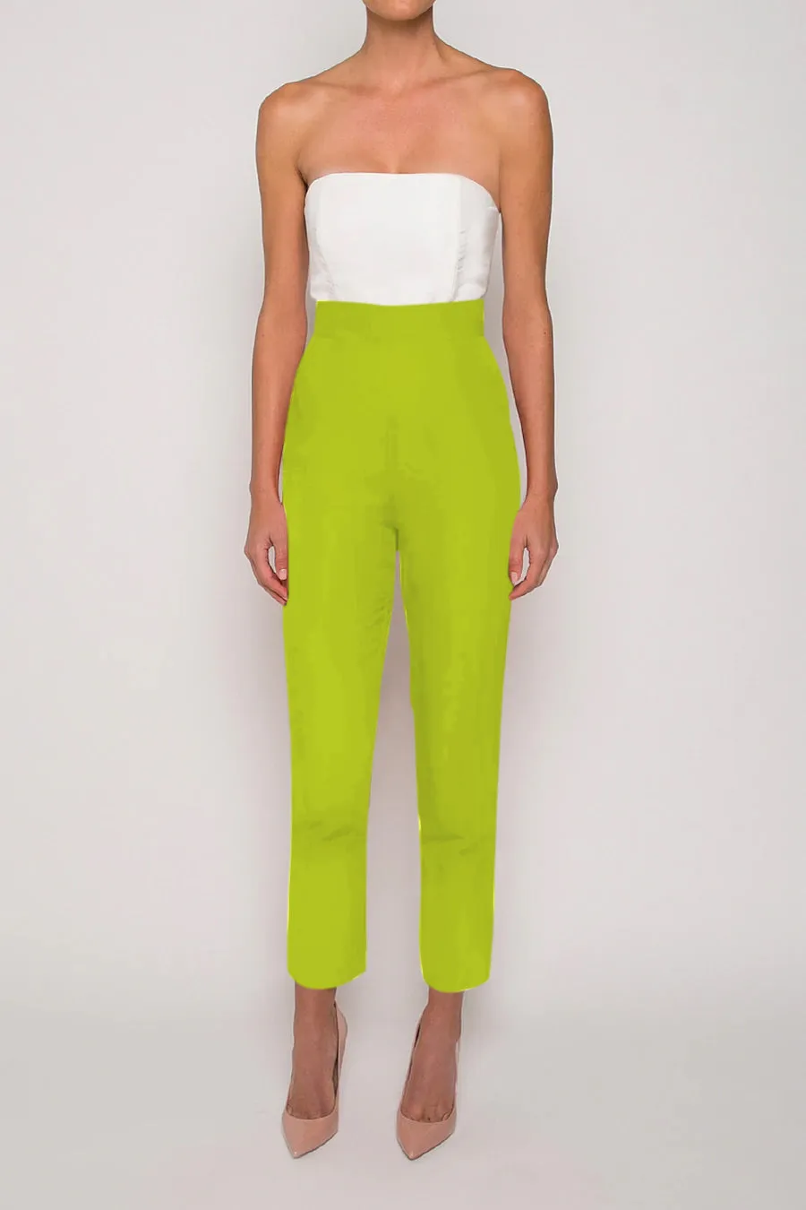 Silk Faille Cigarette Pants with Convertible Skirt