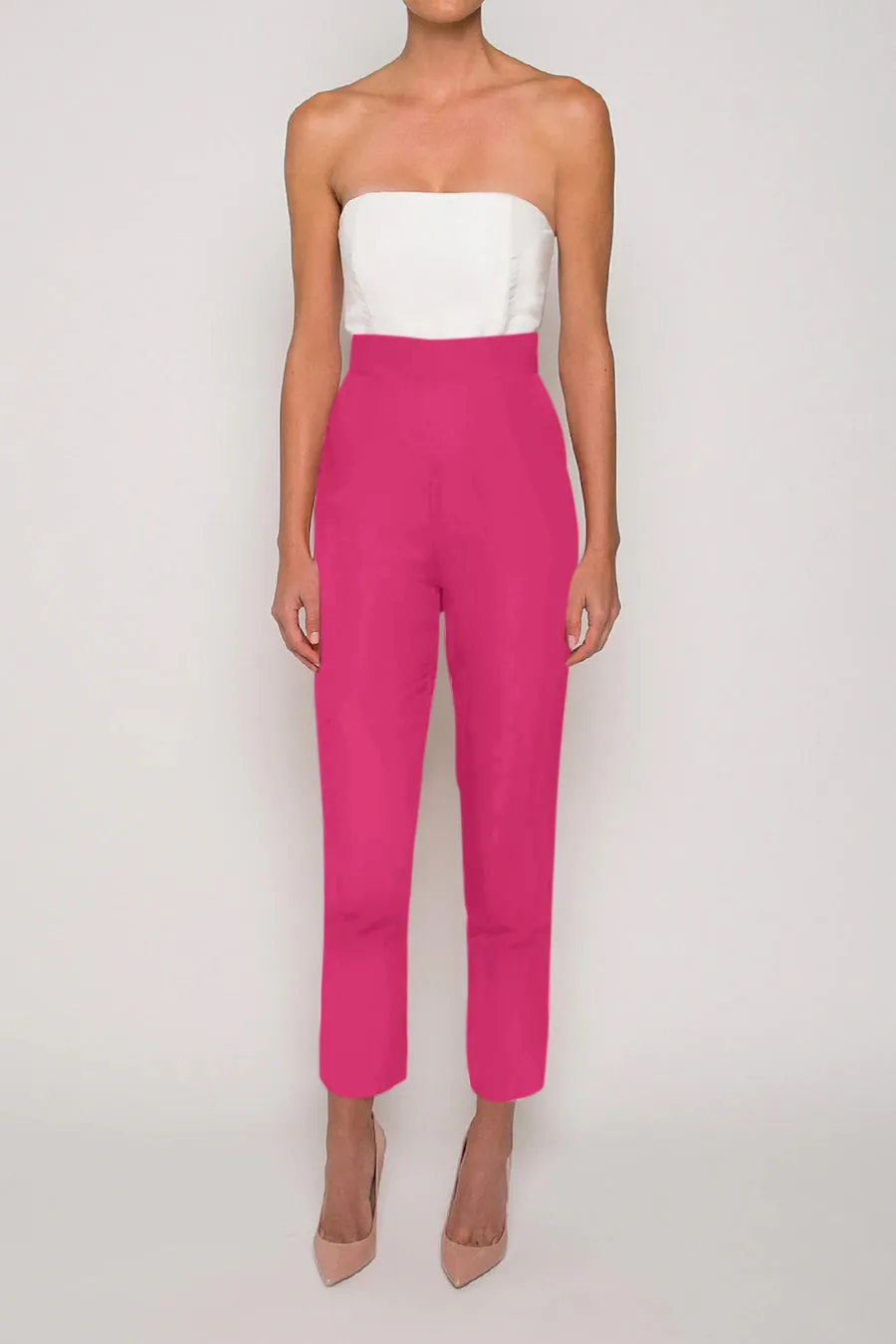 Silk Faille Cigarette Pants with Convertible Skirt