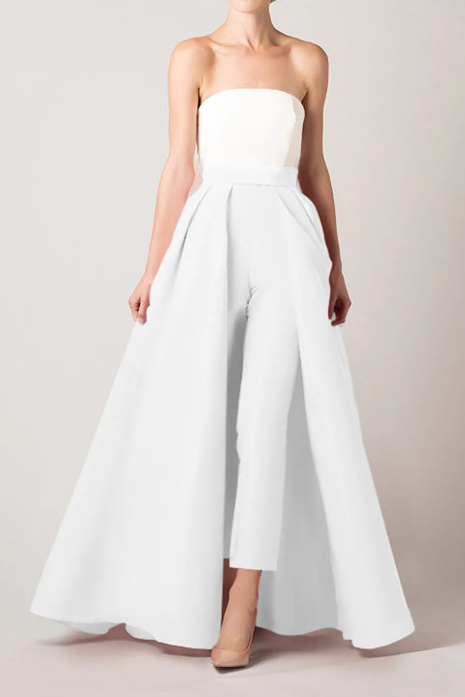 Silk Faille Cigarette Pants with Convertible Skirt