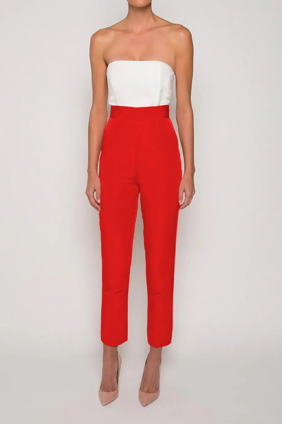Silk Faille Cigarette Pants with Convertible Skirt