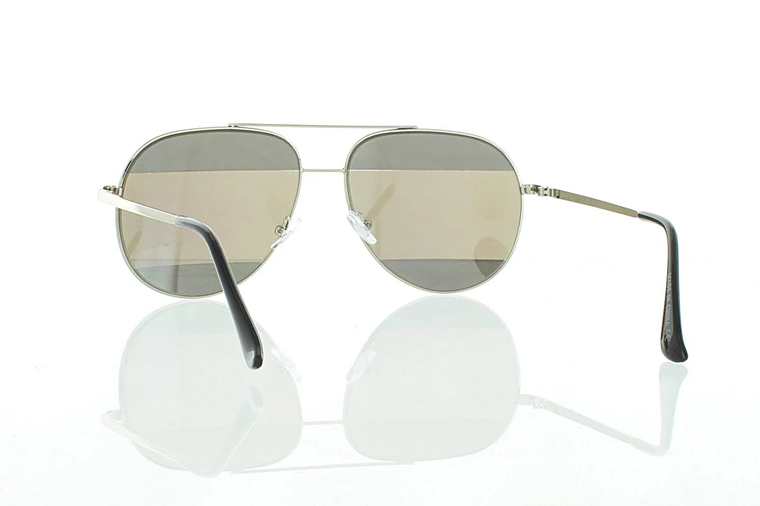 Silver Aviator Sunglasses with Striped Blue Mirror Lens 100% UV400