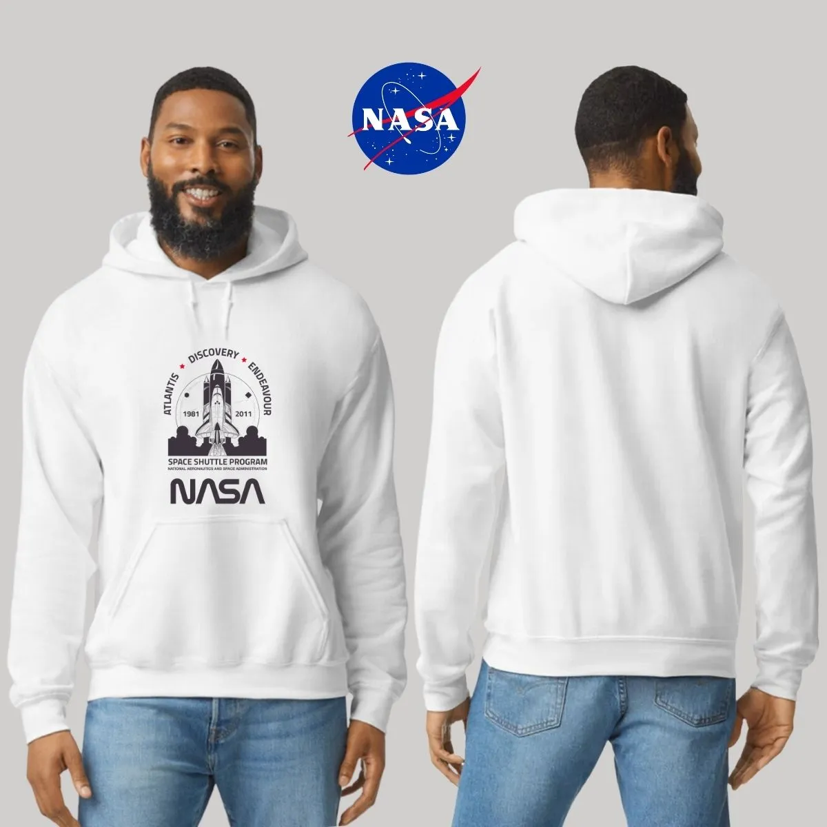 Sudadera Hombre Hoodie Nasa Cohete