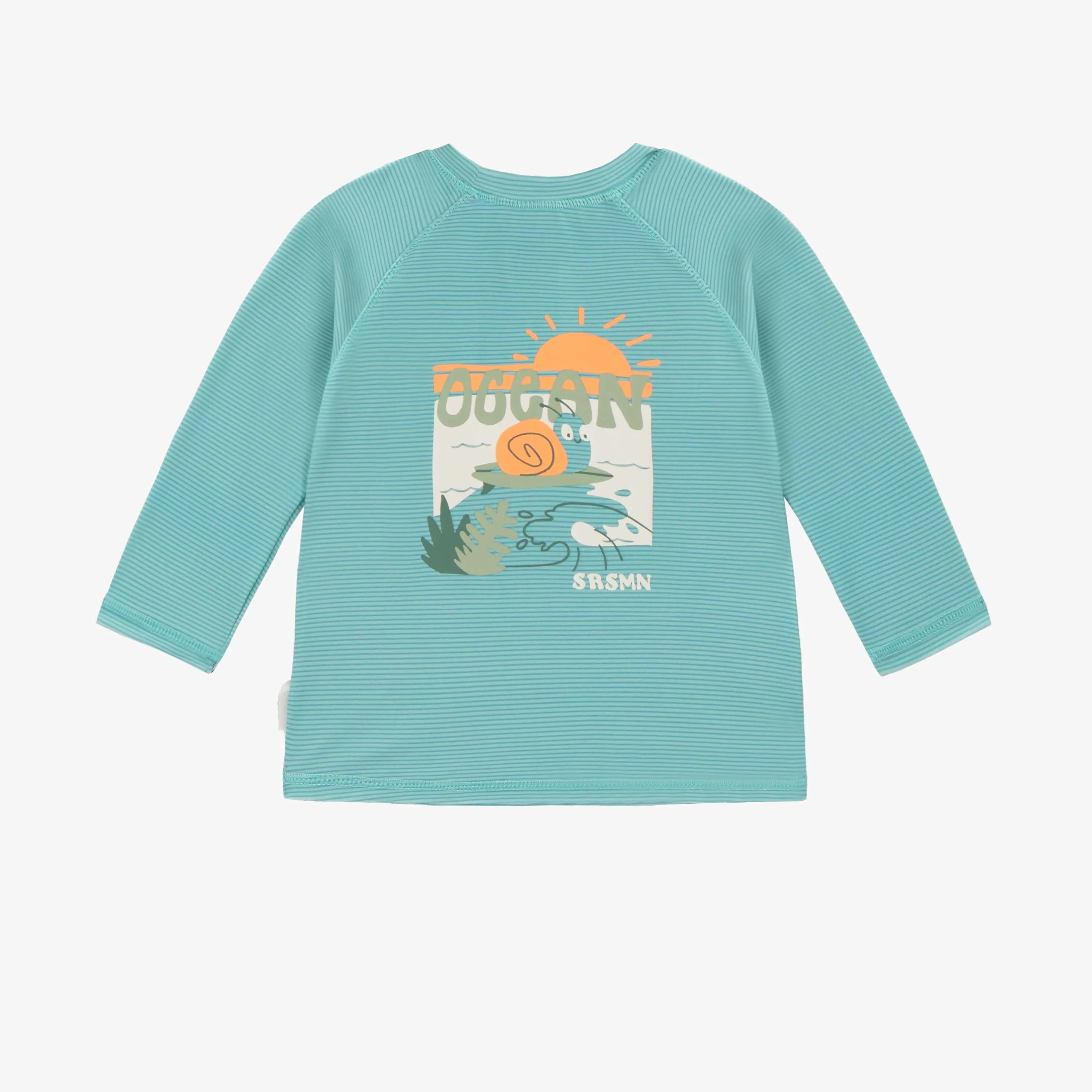 T-shirt de bain bleu à manches longues, bébé || Blue long sleeves swim t-shirt, baby