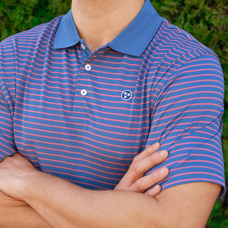 Tennessee Tri-Star Hester Stripe Polo in Washed Navy and Red