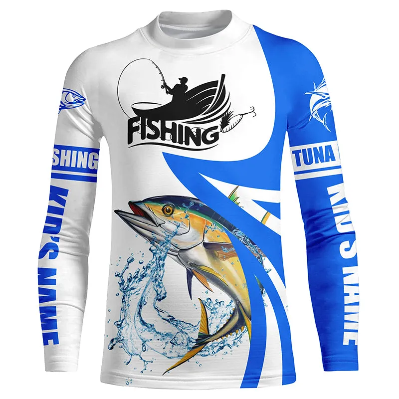Tuna fishing Custom sun protection Kid long sleeve fishing shirts, Tuna fishing jerseys | Blue NQS5463