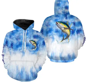 Tuna saltwater fishing blue sea camo Custom name fishing jerseys  | Hoodie - NPQ789