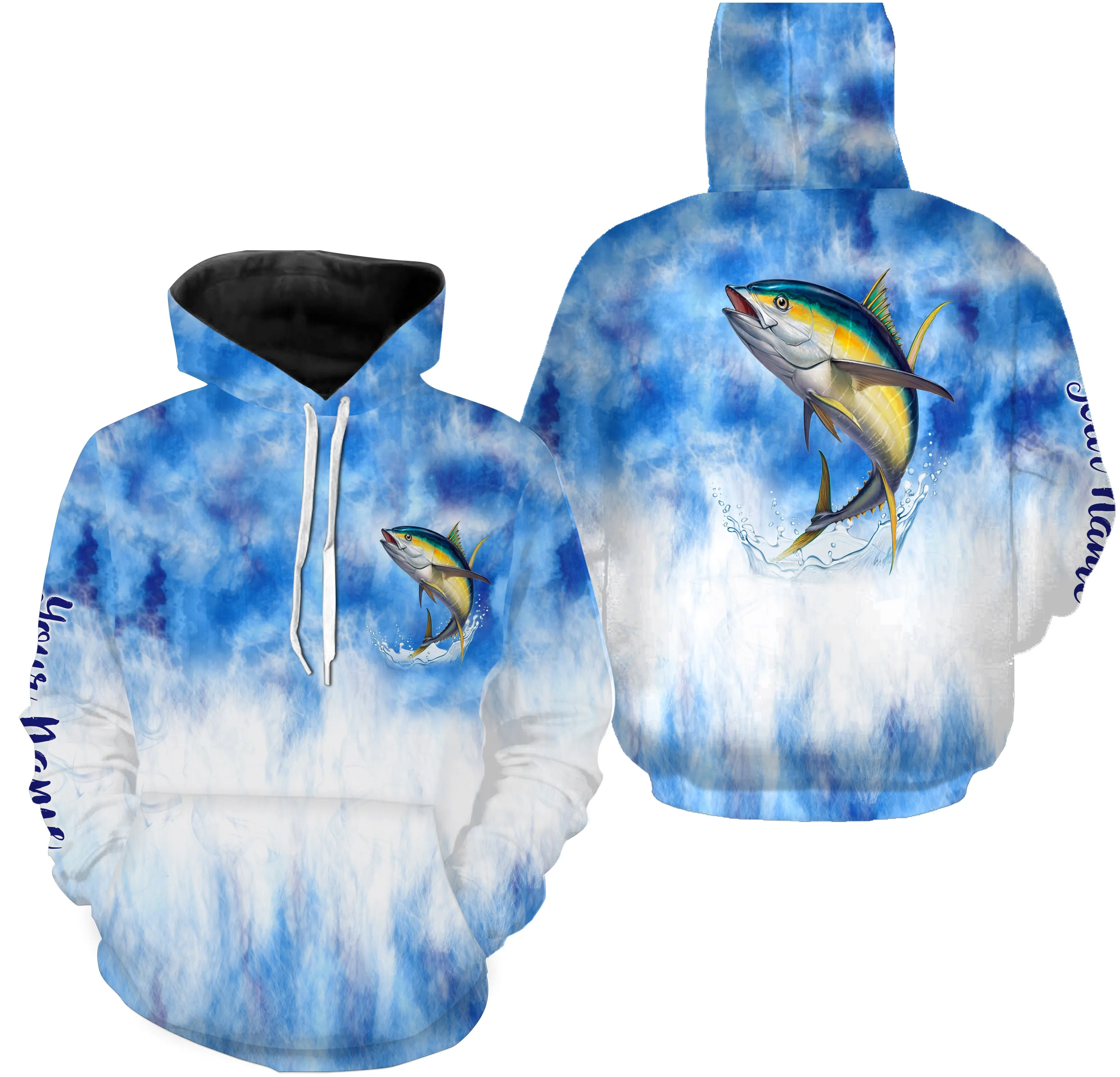Tuna saltwater fishing blue sea camo Custom name fishing jerseys  | Hoodie - NPQ789