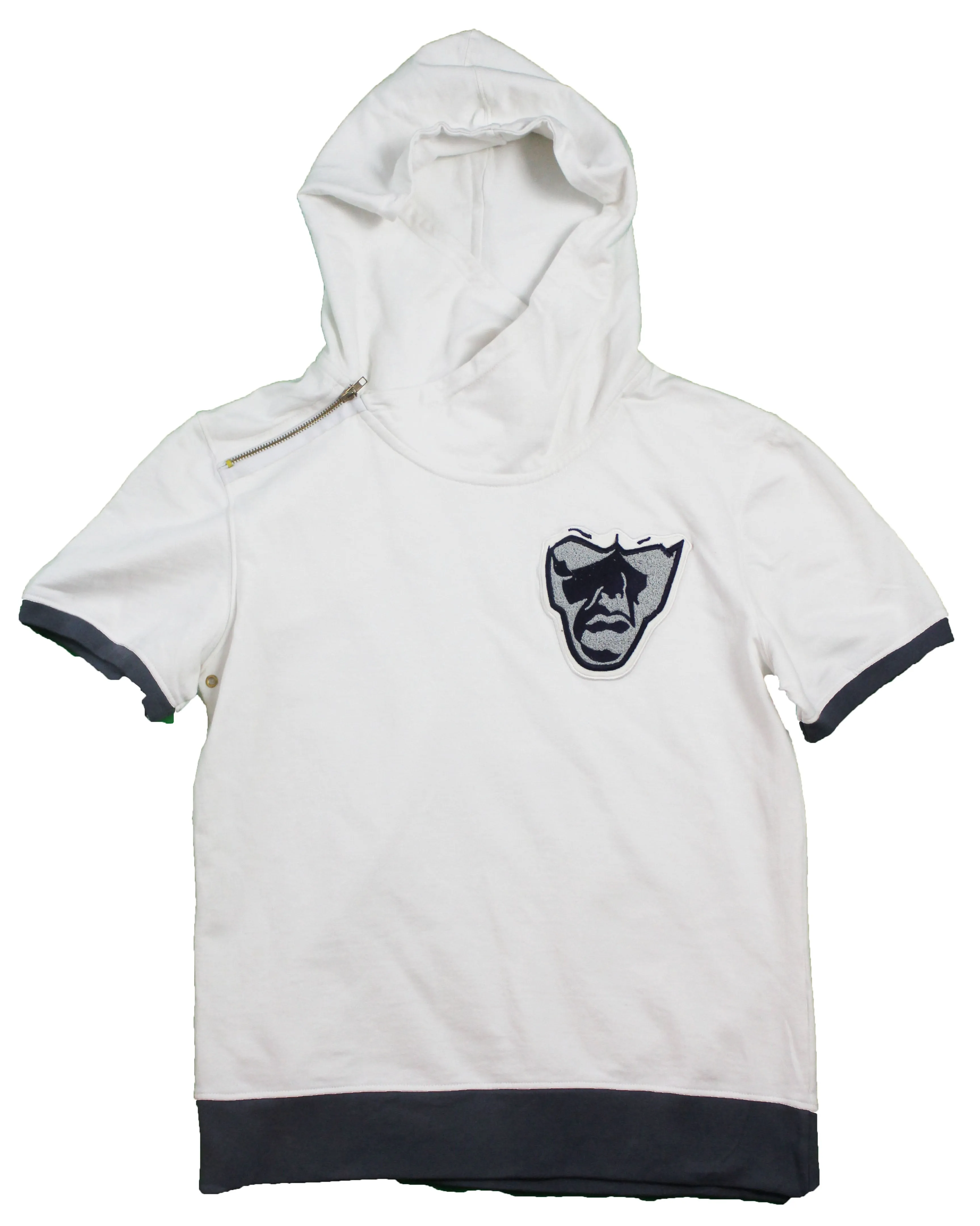Varsity Big Face Short Sleeve Men's Sweatsuit Hoodie : White/charcoal