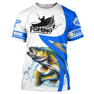 Walleye fishing Custom sun protection Fishing T-shirt, Walleye fishing jerseys | Blue NQS5461
