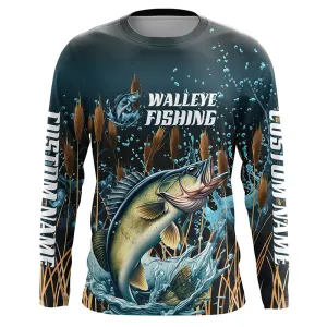 Walleye Fishing Customized Long Sleeve Tournament Fishing Shirts, Walleye Fishing Jerseys IPHW6632