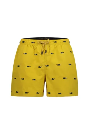 Whale Detail Swim Shorts In Yellow