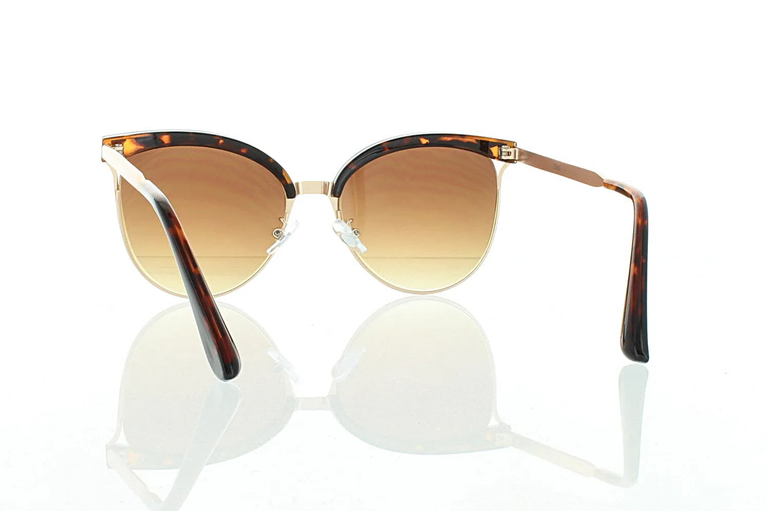 Women's Flat Tortoise Browline Sunglasses with Brown Lens 100% UV400