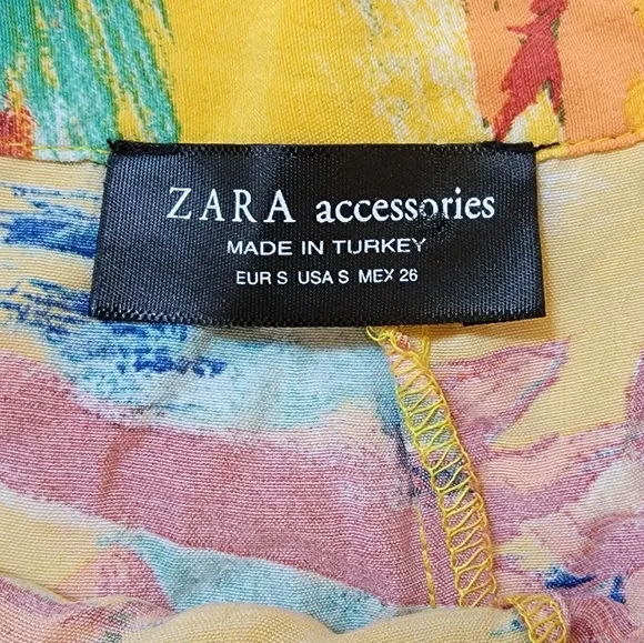 ZARA Hawaiian Palm Trees ruffle print Yellow Small