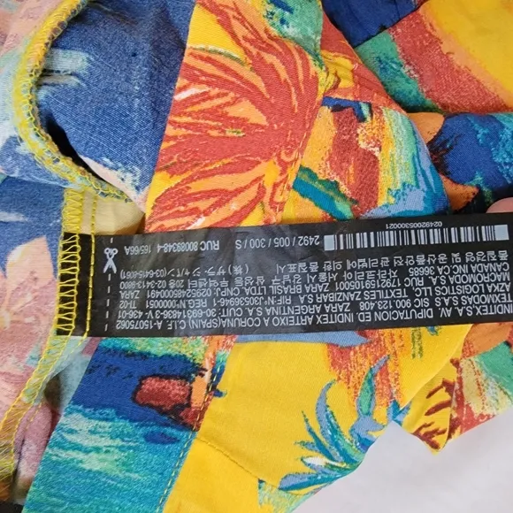 ZARA Hawaiian Palm Trees ruffle print Yellow Small