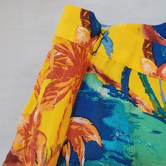 ZARA Hawaiian Palm Trees ruffle print Yellow Small