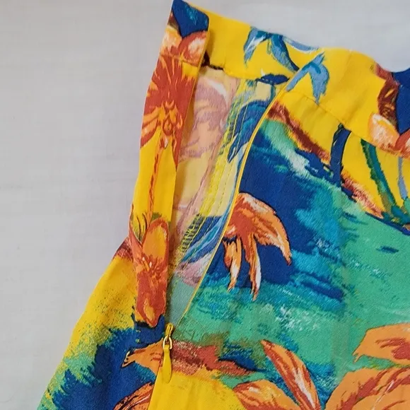 ZARA Hawaiian Palm Trees ruffle print Yellow Small